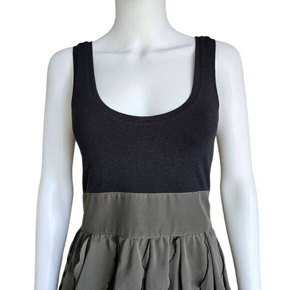 Express Black and Olive Green Ruffle Mini Dress - Picture 3 of 8